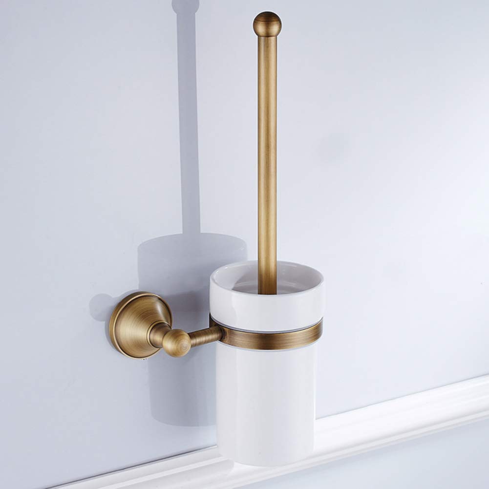 Suszian Toilet Brush Set,European Luxurious Antique Bronze Toilet Brush Holder Set Wall-Mounted Brass Bathroom Accessories,Bathroom Toilet Bowl