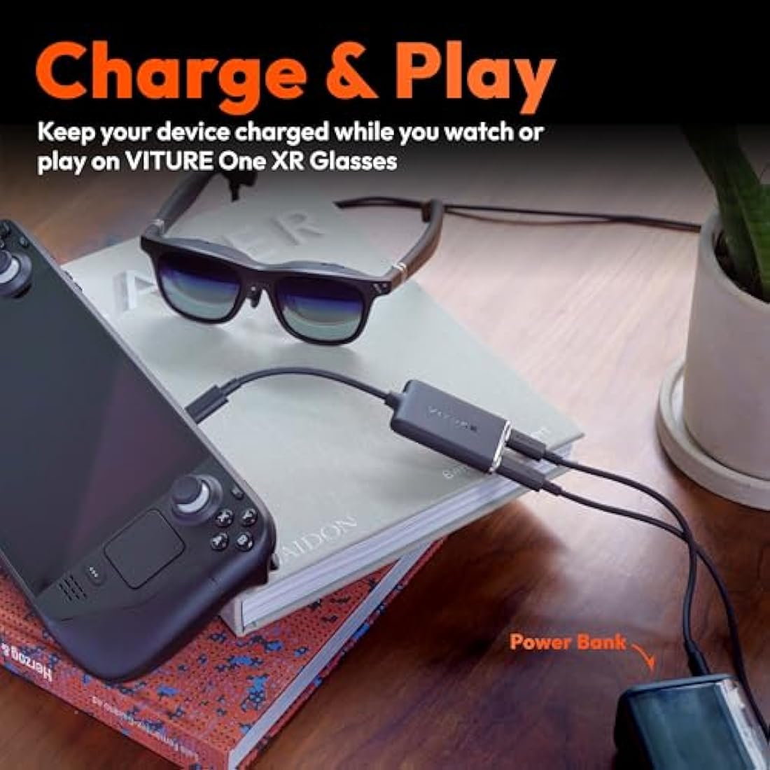 VITURE USB-C to Glasses and Charging Adapter, Charge and Play, Switch, Steam Deck