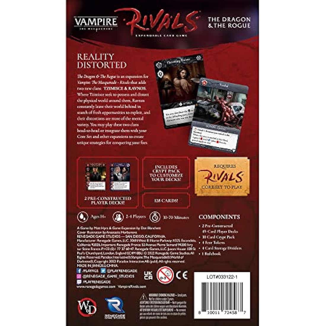 Renegade Game Studios Vampire: The Masquerade – Rivals Expandable Card Game | The Dragon and The Rogue | Deck Construction | World of Darkness English