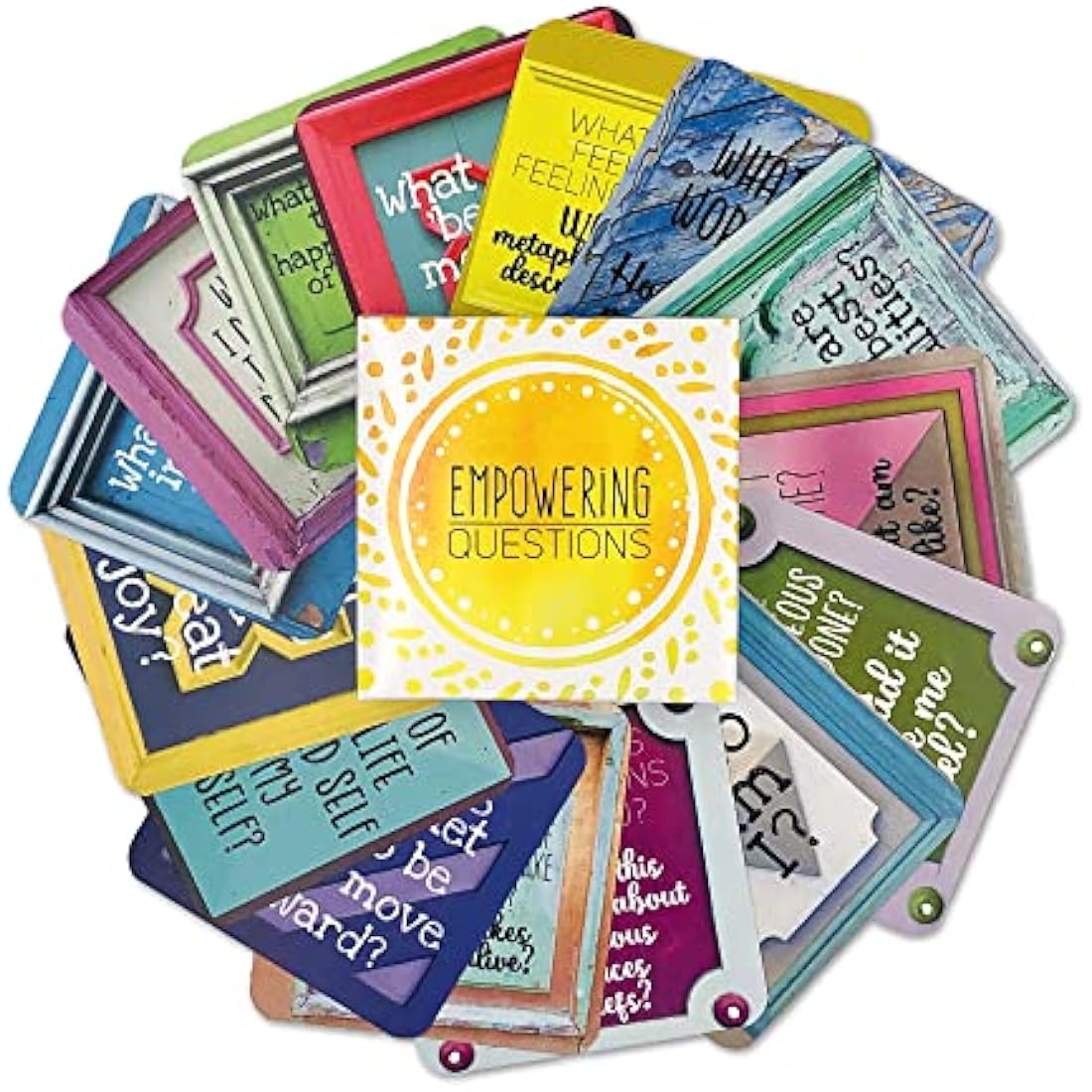 Sunny Present Empowering Questions Cards - 52 Self Care Cards for self-reflection, journaling, meditation and therapy