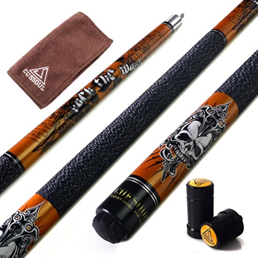CUESOUL ROCKIN Series 58 Inches 21oz Professional Pool Cue Stick North American Maple Shaft Pearl Finish Carbon Ferrule Irish Linen Wrap Bag Pool Cue Set Billiards with Soft Case