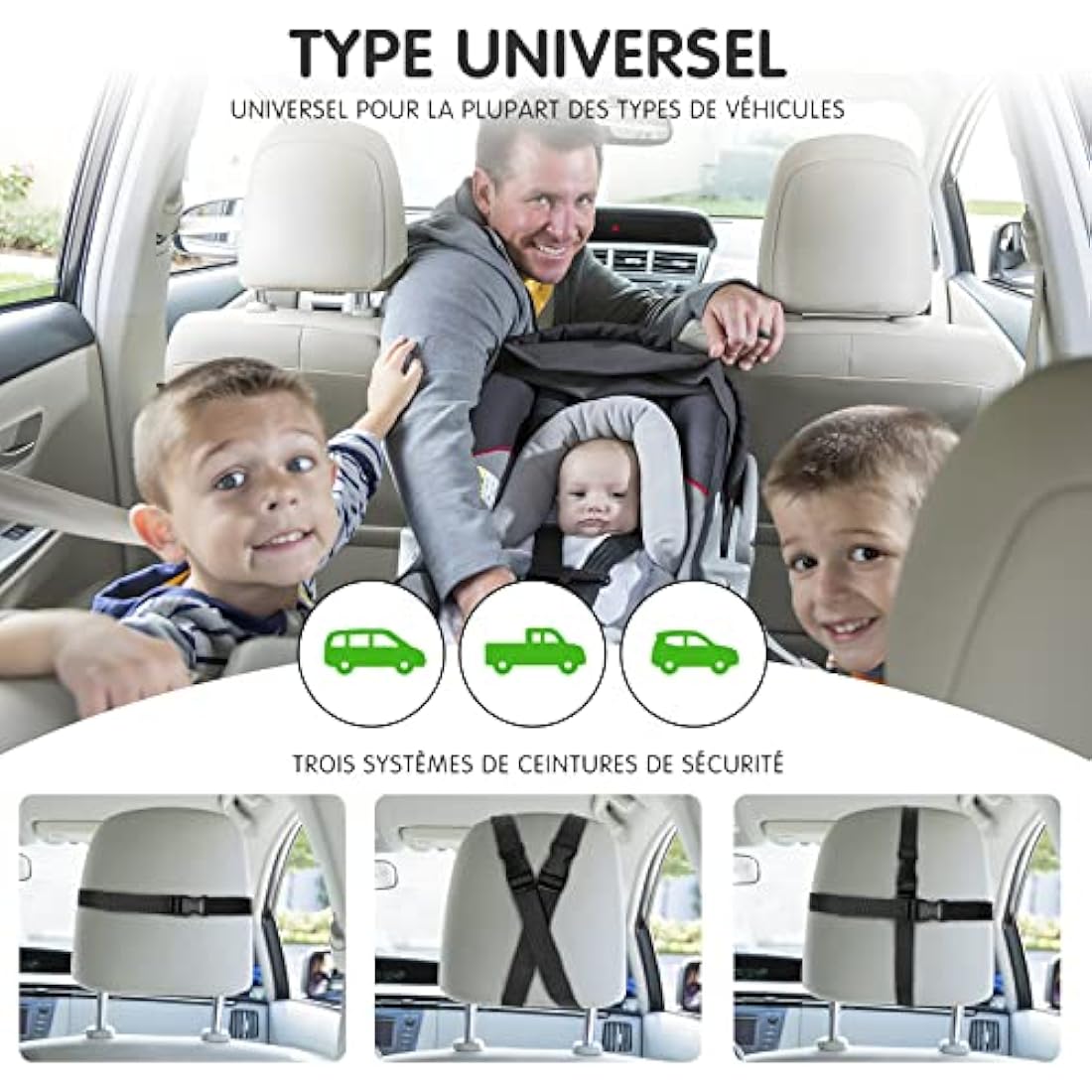 Vinabo Baby Car Mirror, Unbreakable Car Mirror Rear View, 360° Adjustable Rotation Baby Rear Seat Mirror, Safety, Essential for Young Parents