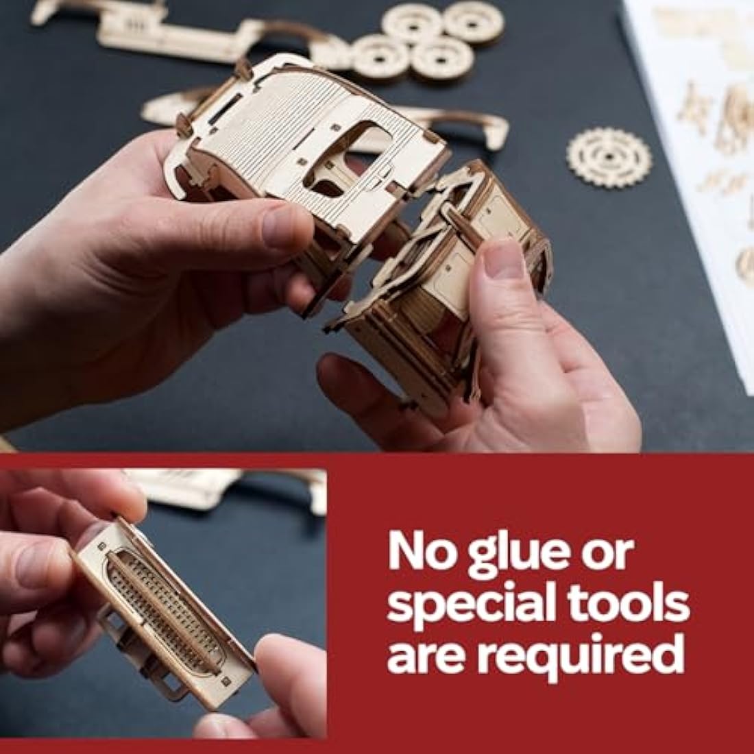 UGEARS Winged Sports Coupe 3D Puzzle- 1:24 Scale 3D Wooden Puzzles for Adults Model Car Kit - Working Gull-Wing Doors Model Kits For Adults to Build - Mechanical Vehicle for Fathers Day - 262 Pcs