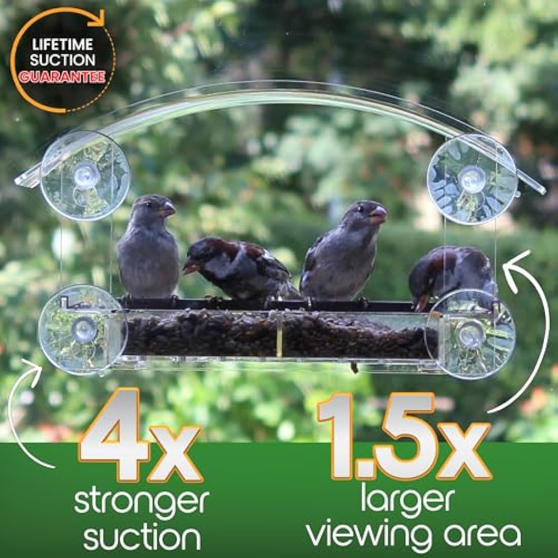 Window Bird Feeder with Strong Suction Cups HOMEBIRD Window Feeder with Removable Seed Tray For Bird Watching Bird Feeders for Small Birds Squirrel Proof Bird Feeder Box