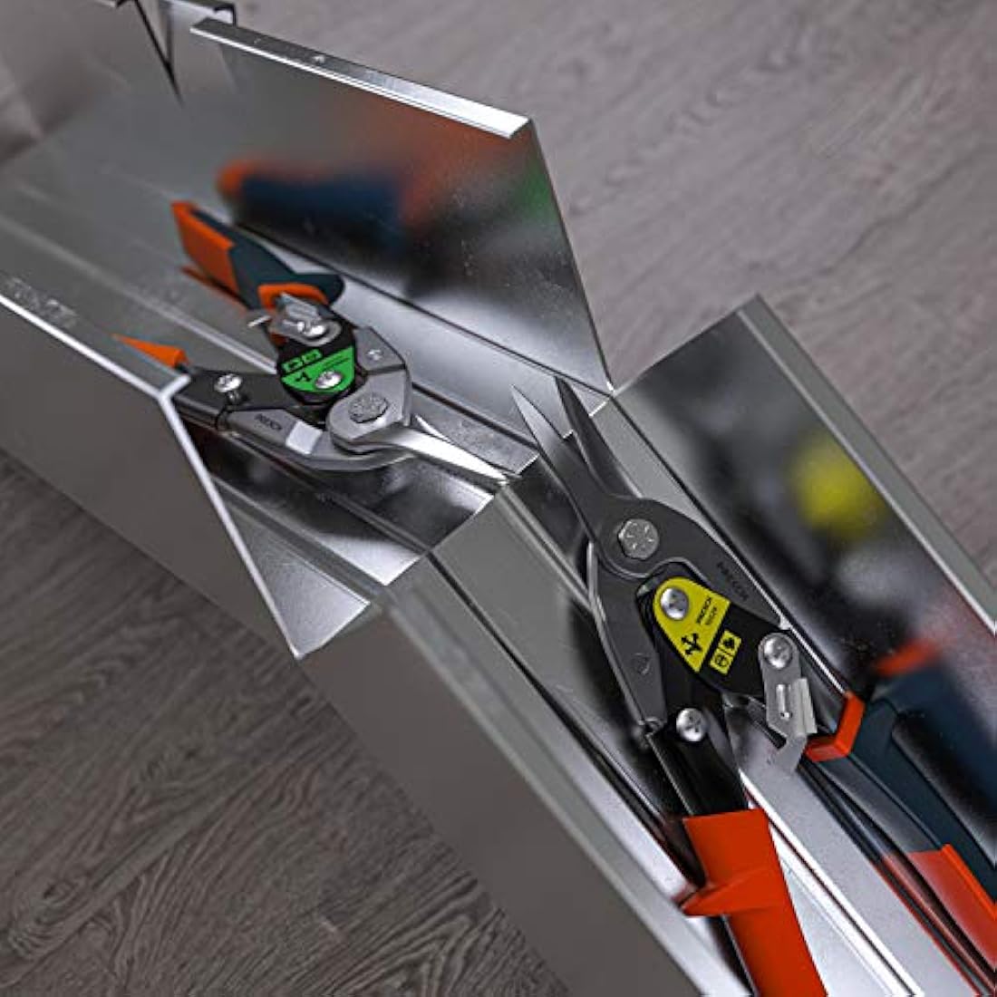 Presch Tin Snips Set Straight and Right Cut - Heavy Duty Aviation Snips - Drywall Construction Tool Set for Cutting Metal with Lever Transmission - Tin Cutter Kit