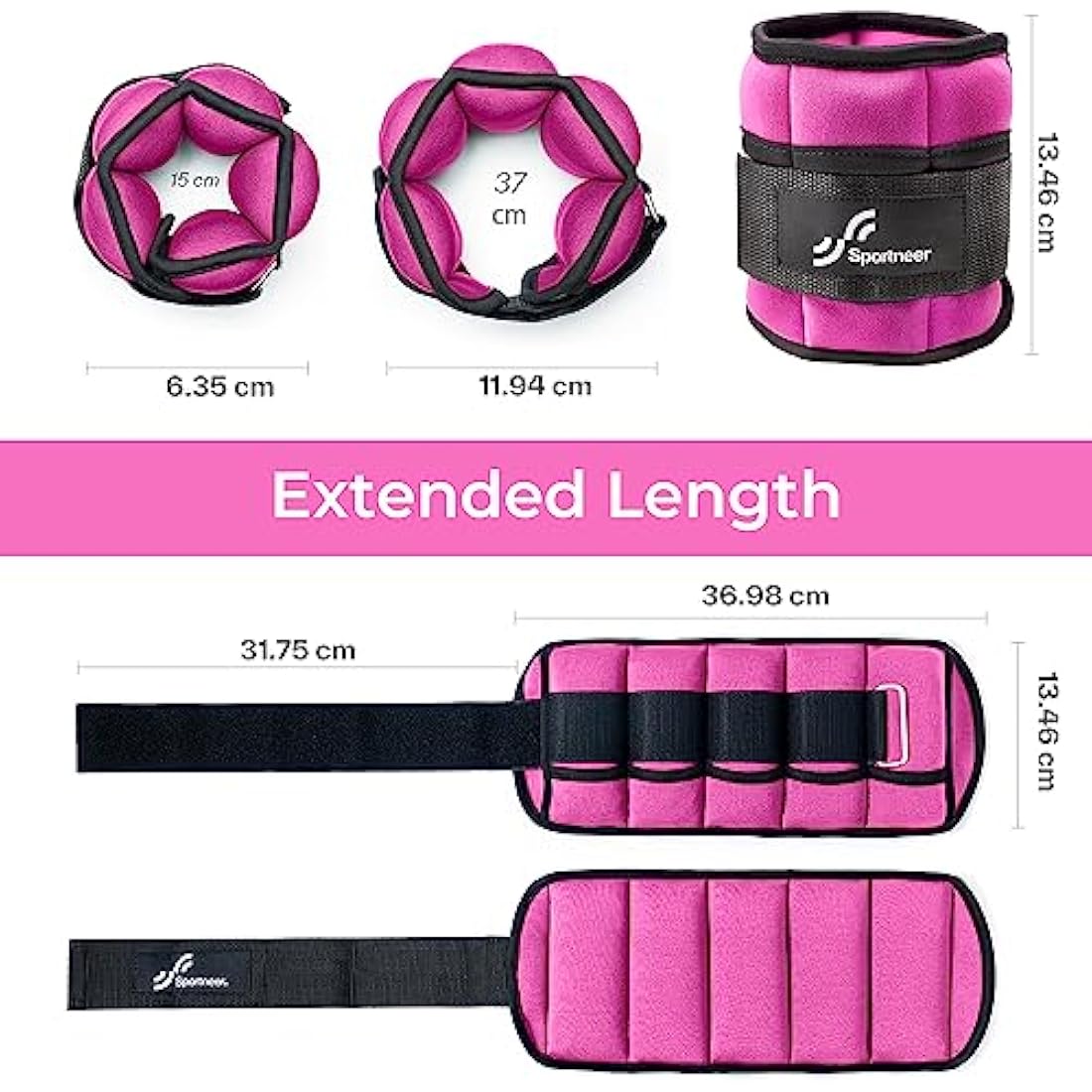 Sportneer Ankle Weights Adjustable Ankle Weights Set Wrist Strap 0.45kg - 2.25kg Each Ankle, 0.9kg - 4.5kg a Pair