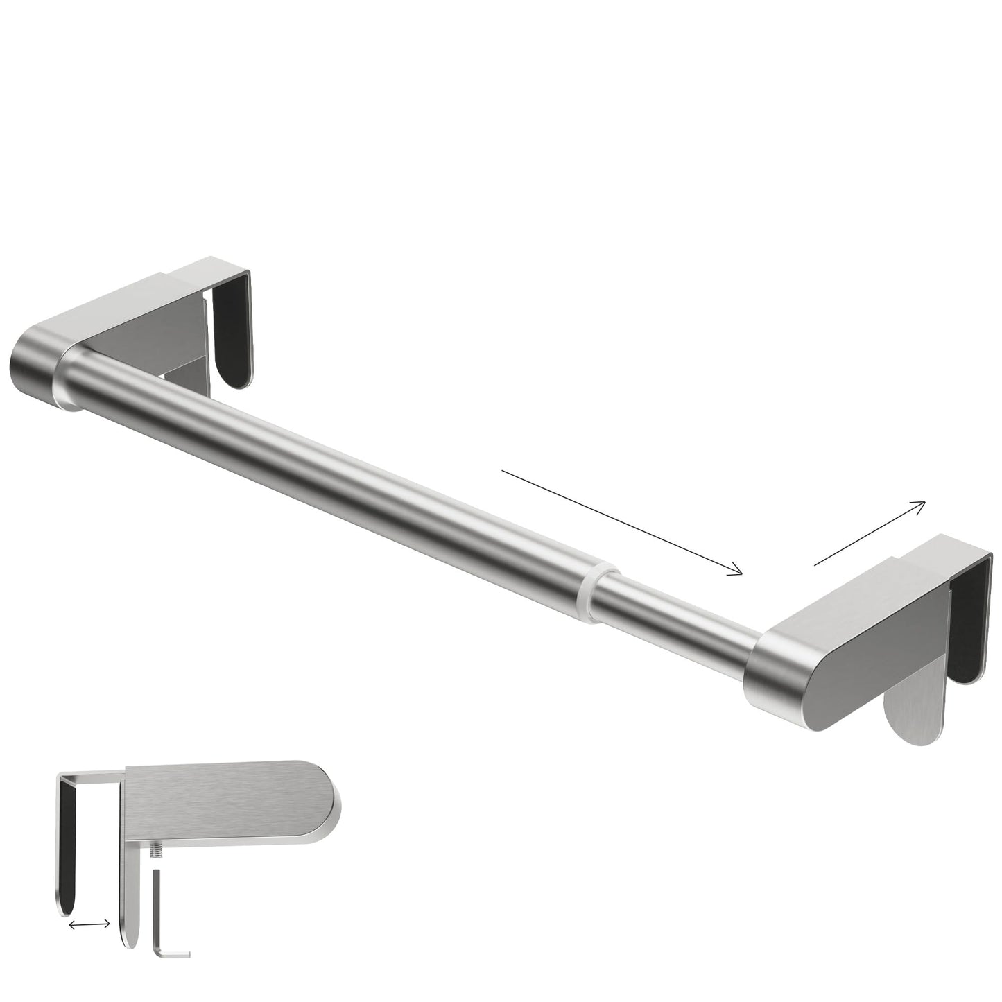 VEHHE Over Door Towel Rail, Kitchen Towel Holders Extendable(22.2cm-39.2cm), Stainless Steel Towel Rail with Adjustable Hook, Hand Towel Holders for