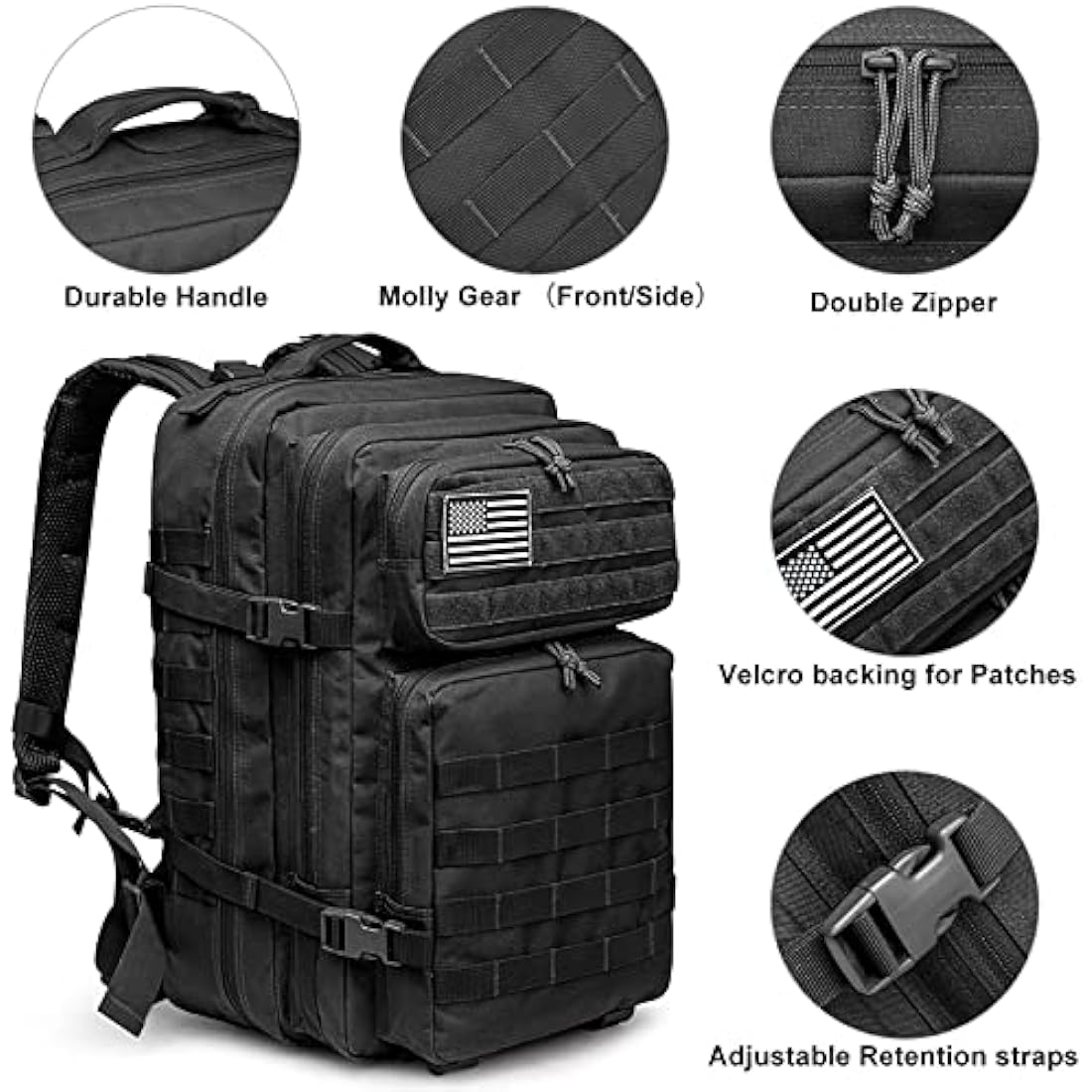 G4Free 40L Molle Backpack Large Pack Molle Shoulder Bag Rucksacks Daypack for Outdoor Hiking Camping Trekking Hunting