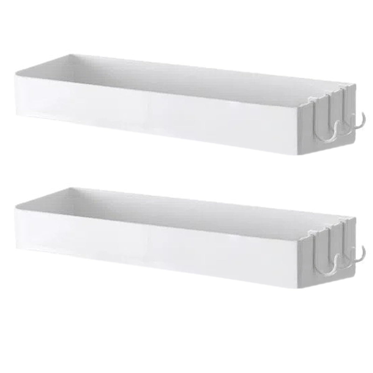 Rieoany 2-Pack No Drill Adhesive Shower Shelf, Shower Tray Wall Mount Bathroom Rack, 15.7x4.3x2.4 Inch, Maximum Load 5 kg, White, Suitable for