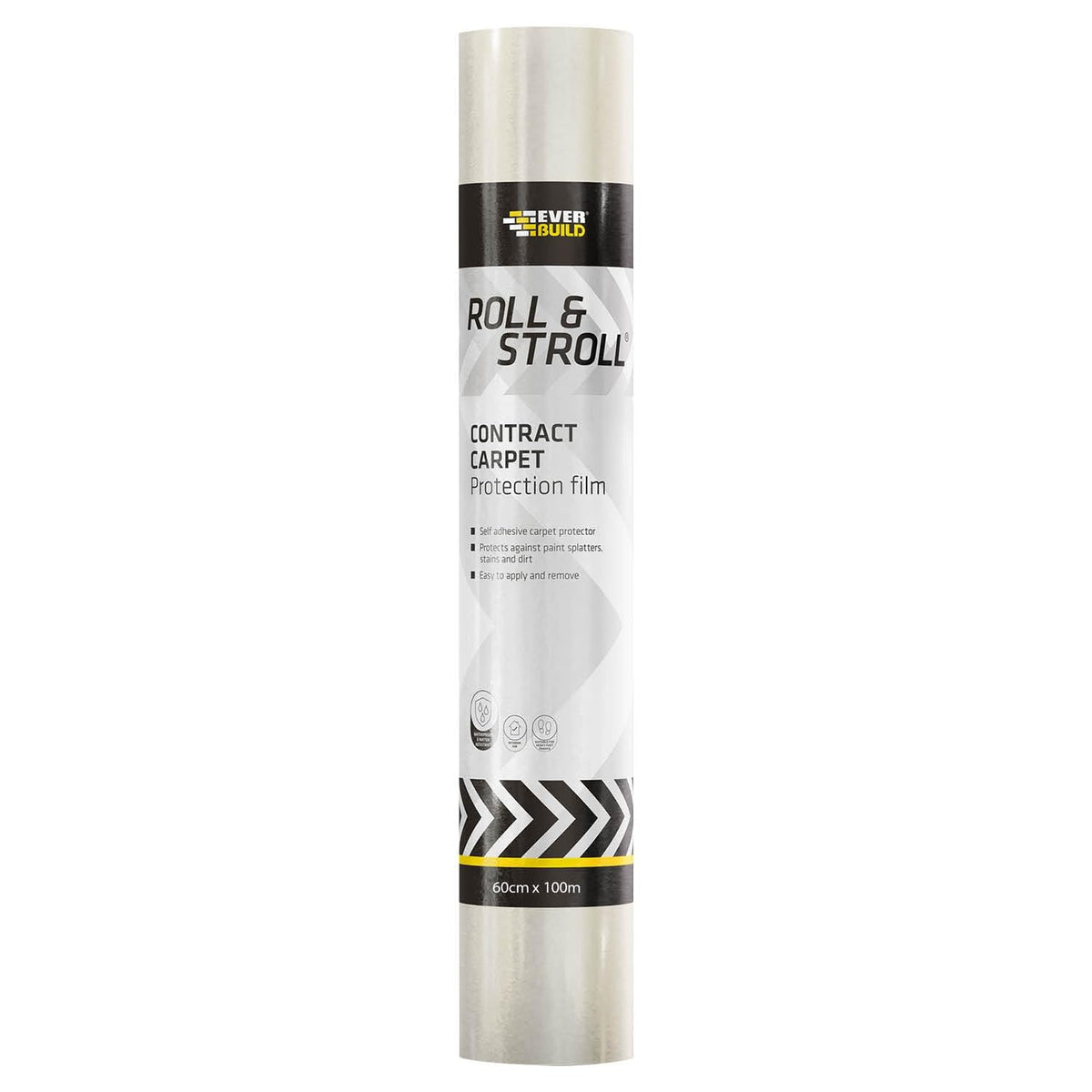 Everbuild Roll and Stroll Contract Carpet Protector ? Self-Adhesive ? Easy To Roll ? Totally Waterproof ? Clear ? 600mm x 100m