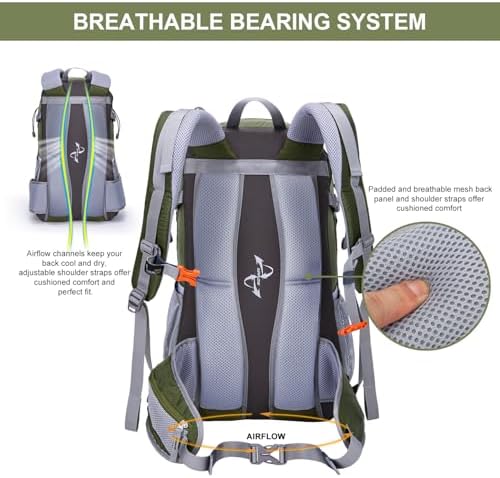 MOUNTAINTOP 40L Hiking Backpacks Trekking Rucksack Light Daypacks for Travel Camping Climbing Mountaineer Outdoor Sport