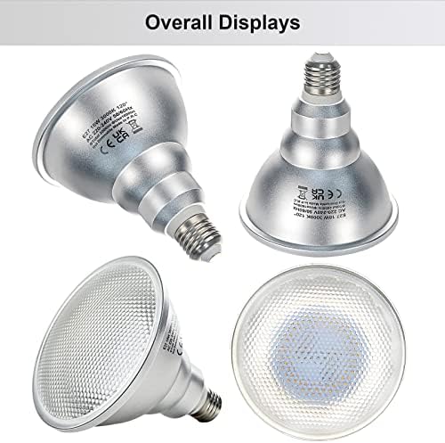 Unikcst 4X 18W PAR38 E27 LED Floodlight Bulbs PAR 38 Reflector Light 2000LM ES Cap 120° Beam Angle Warm White Replace 180W Halogen lamp