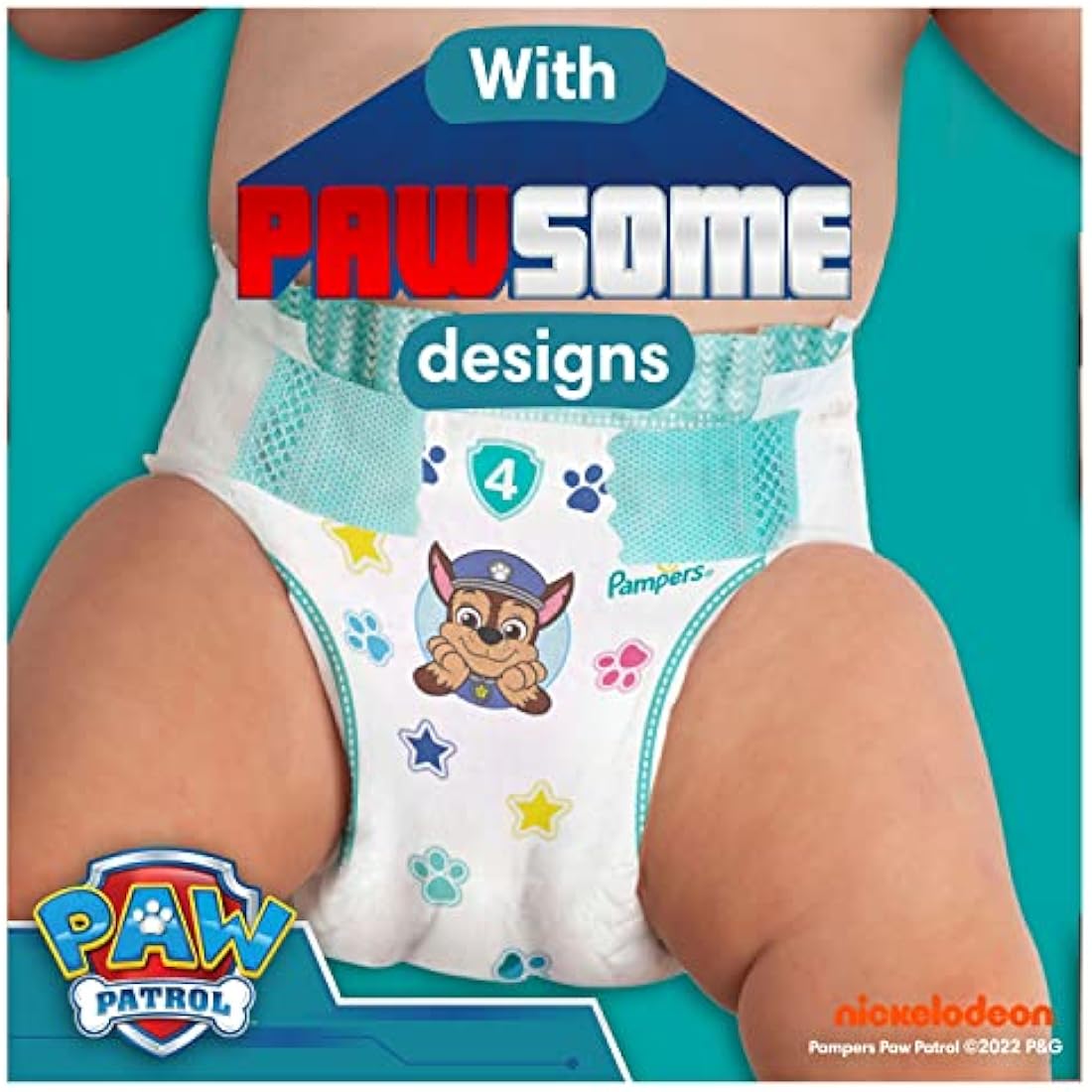 Pampers Baby-Dry Paw Patrol Edition Size 5, 186 Nappies, 11kg - 16kg, Monthly Pack, with A Stop & Protect Pocket to Help Prevent Leaks at The Back