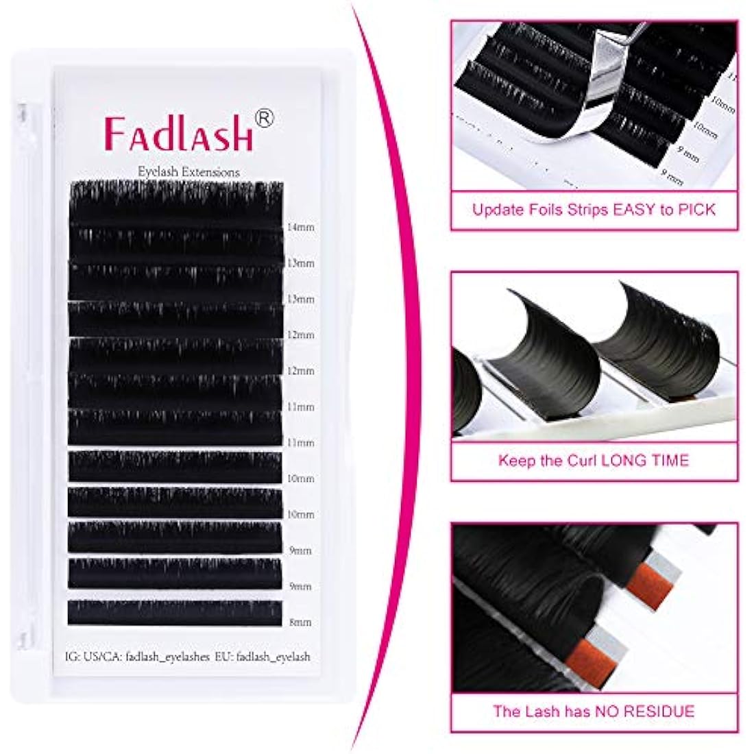 Fadlash Easy Fan Lashes D Curl 0.07 8-14mm Mixed Length Russian Lashes Natural Look Self Fanning Eye Lashes Automatic Blooming Russian Eyelashes Extensions(0.07-D-814)