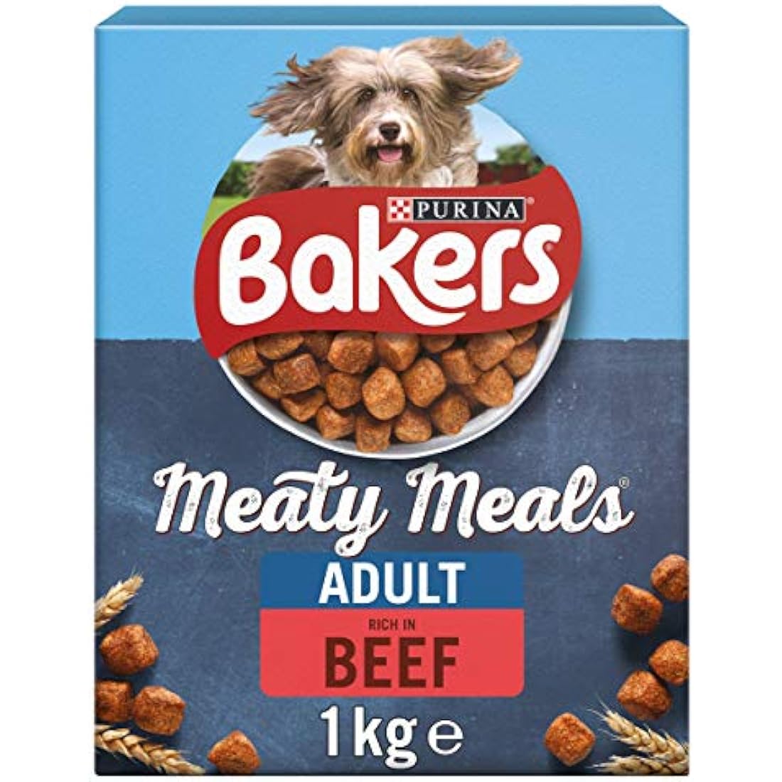 Bakers Meaty Meals Adult Dry Dog Food Beef 1kg (Pack of 4)