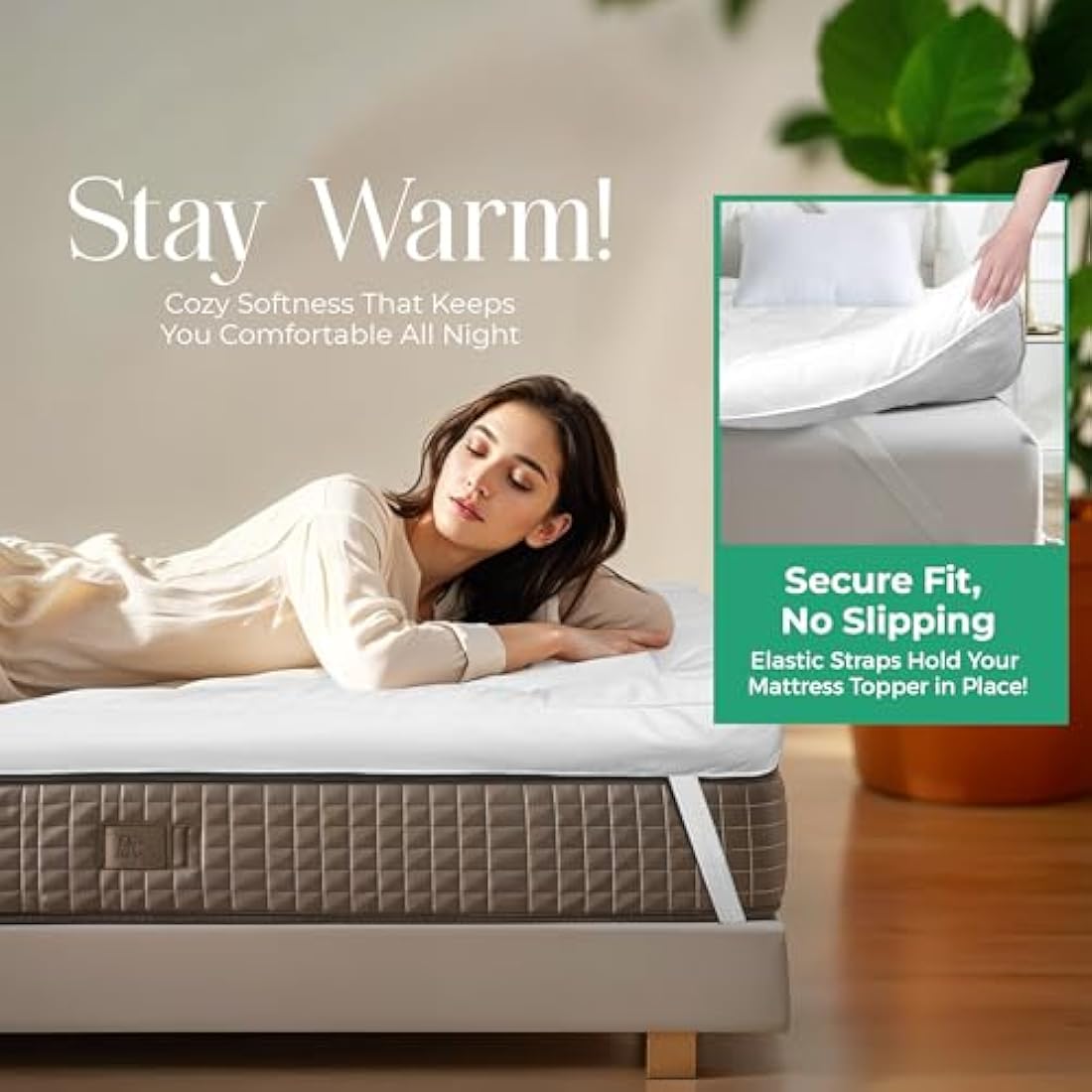 MightySoft Super King Mattress Topper 10cm Thick - Quilted, Extra Deep, Ultra Fluffy and Breathable Microfiber Topper, Securely Fits with Elastic Straps, Enhances Comfort & Supports Restful Sleep