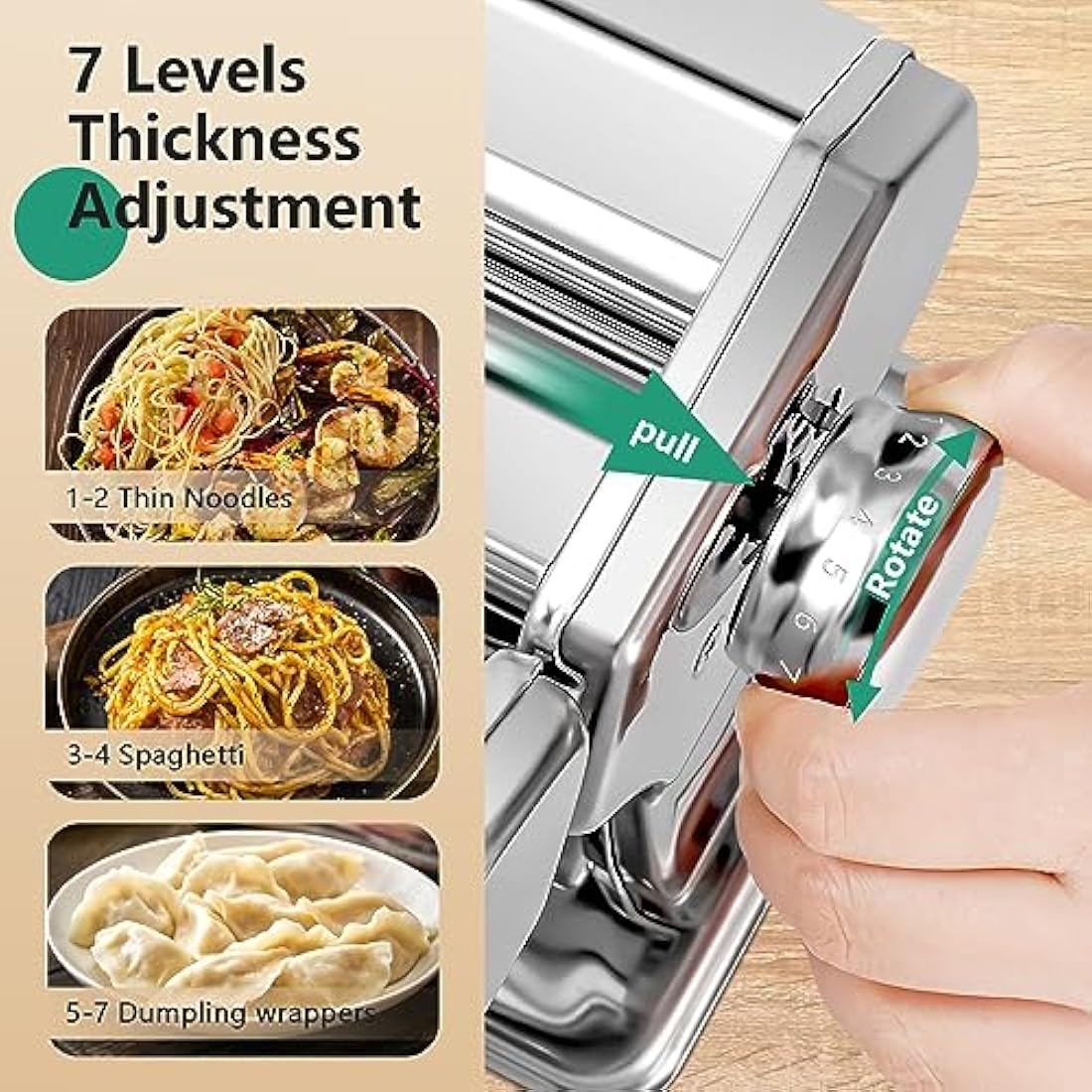 YASHE 2-in-1 Pasta Maker with Cleaning Kit, Adjustable Thickness Settings Pasta Maker Machine with Pasta Roller and Cutter, Dual Width Noodle Maker for Pasta, Spaghetti, Fettuccine, Lasagna