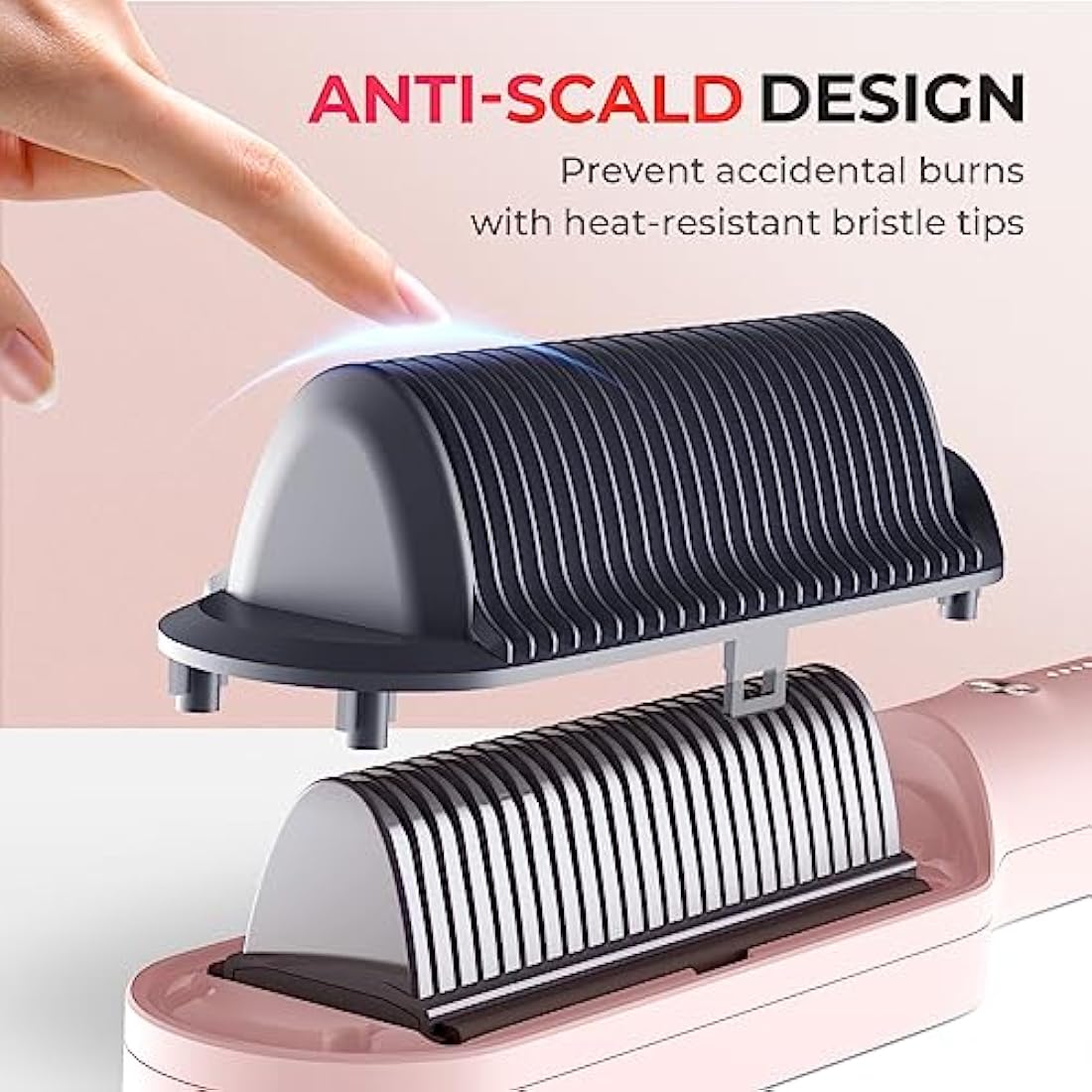 TYMO Hair Straightener Brush UK, Flat Iron and Hair Brush 2-in-1, Anti-Scald, Fast Heating, 5 Temp Settings (130℃-210℃), Professional Salon at Home, Wider Comb for Even Straightening, Pink