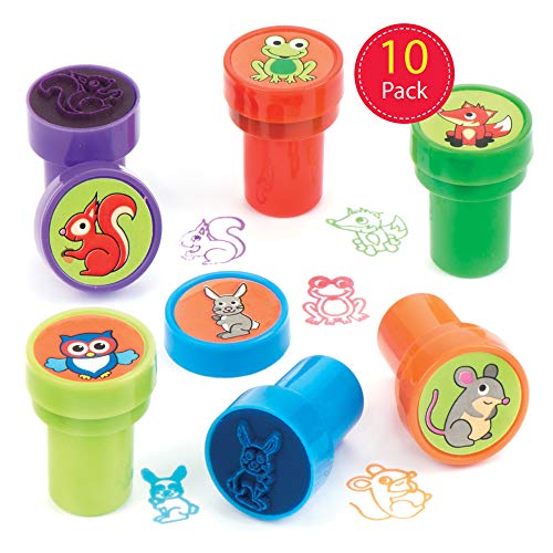 Baker Ross AV390 Self Inking Winter Woodland Stamps For Kids Card Crafts, Teachers or Small Gifts and Prizes! (Pack of 10)