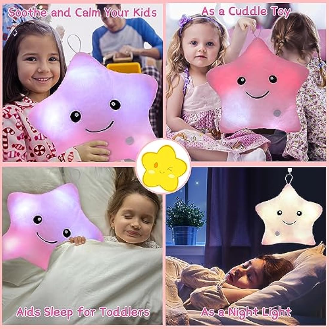NYOBABE Sensory Toys for Autism,Light Up Star Teddy Sensory Lights,Kids Sleep Aid Adhd Autism Special Needs Developmental Toys,Birthday Xmas Gifts for Toddler Boys Girls Age 3 4 5 6 7 8 9 Pink