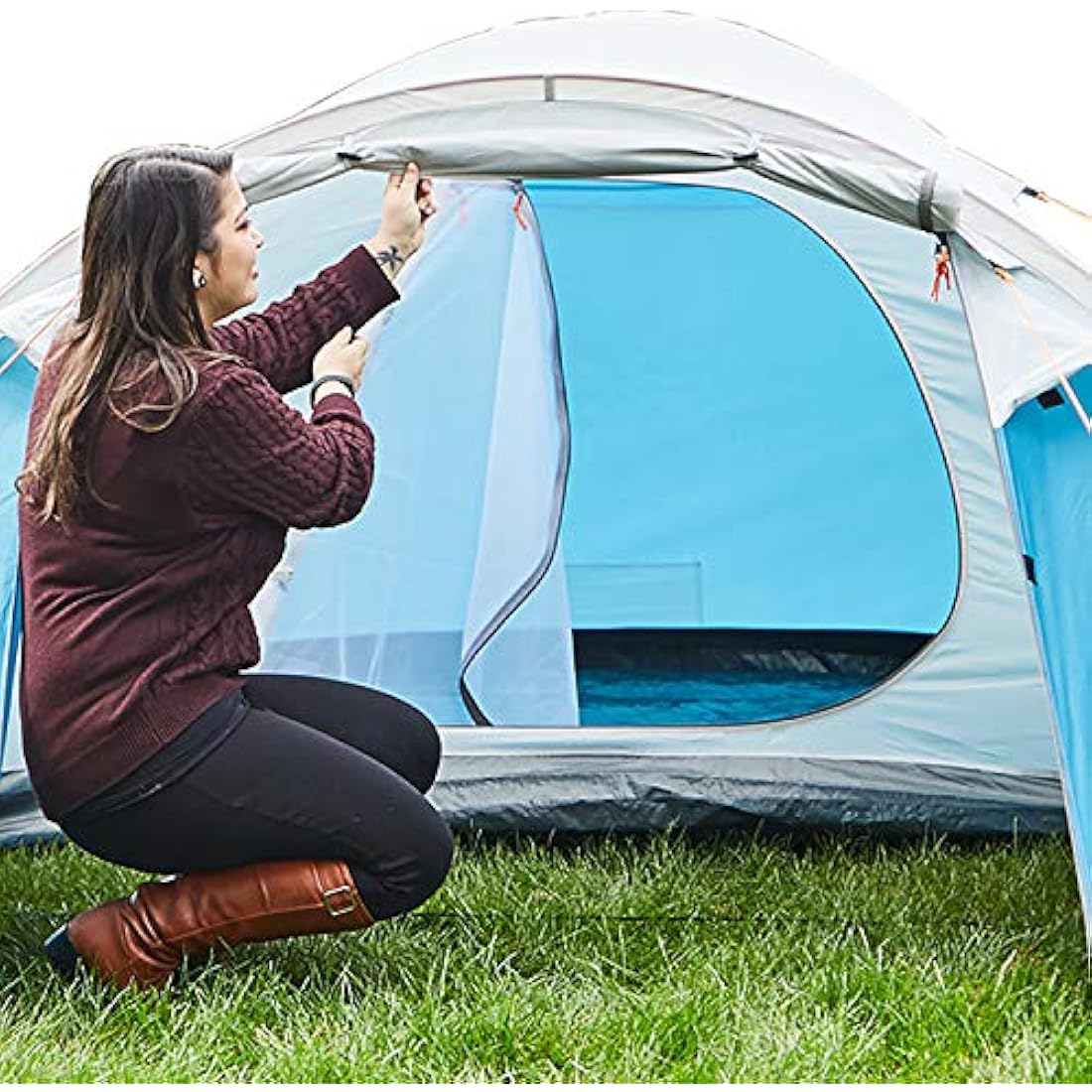 SAFACUS 3-4 Person Dome Camping Tent, Double layer, Full Waterproof Holiday Family 3 to 4 Man Tent, Easy to Set Up for Outdoors Hiking Fishing Traveling Beach Vacation