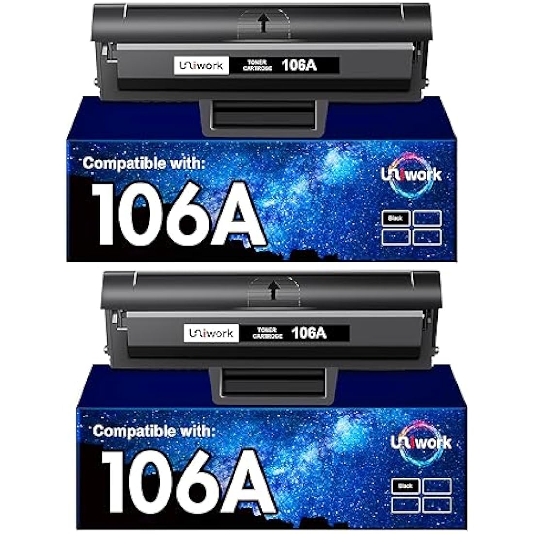 Uniwork Toner Cartridge Replacement for HP 106A W1106A Compatible with Laser 107W 107A 107R MFP 135WG 137FWG 135A 135R 135W 137FNW (Black, 2-Pack)