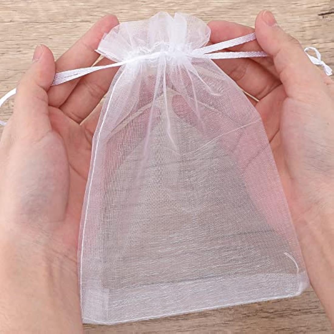 G2PLUS White Organza Gift Bags: 13x18 CM Clear Mesh Pouches, 100 PCS Organza Jewellery Bags, Large Favour Pouches for Wedding, Birthday Party Supplies