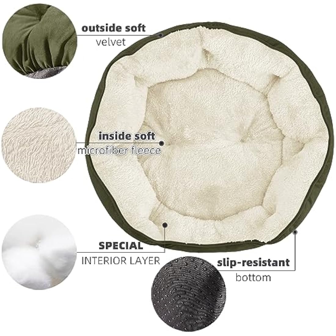Asvin Medium Dog Bed for Medium Dogs, Cat Beds for Indoor Cats, Pet Bed for Puppy and Kitty, Extra Soft & Machine Washable with Anti-Slip & Water-Resistant Oxford Bottom, Green, 25 inches