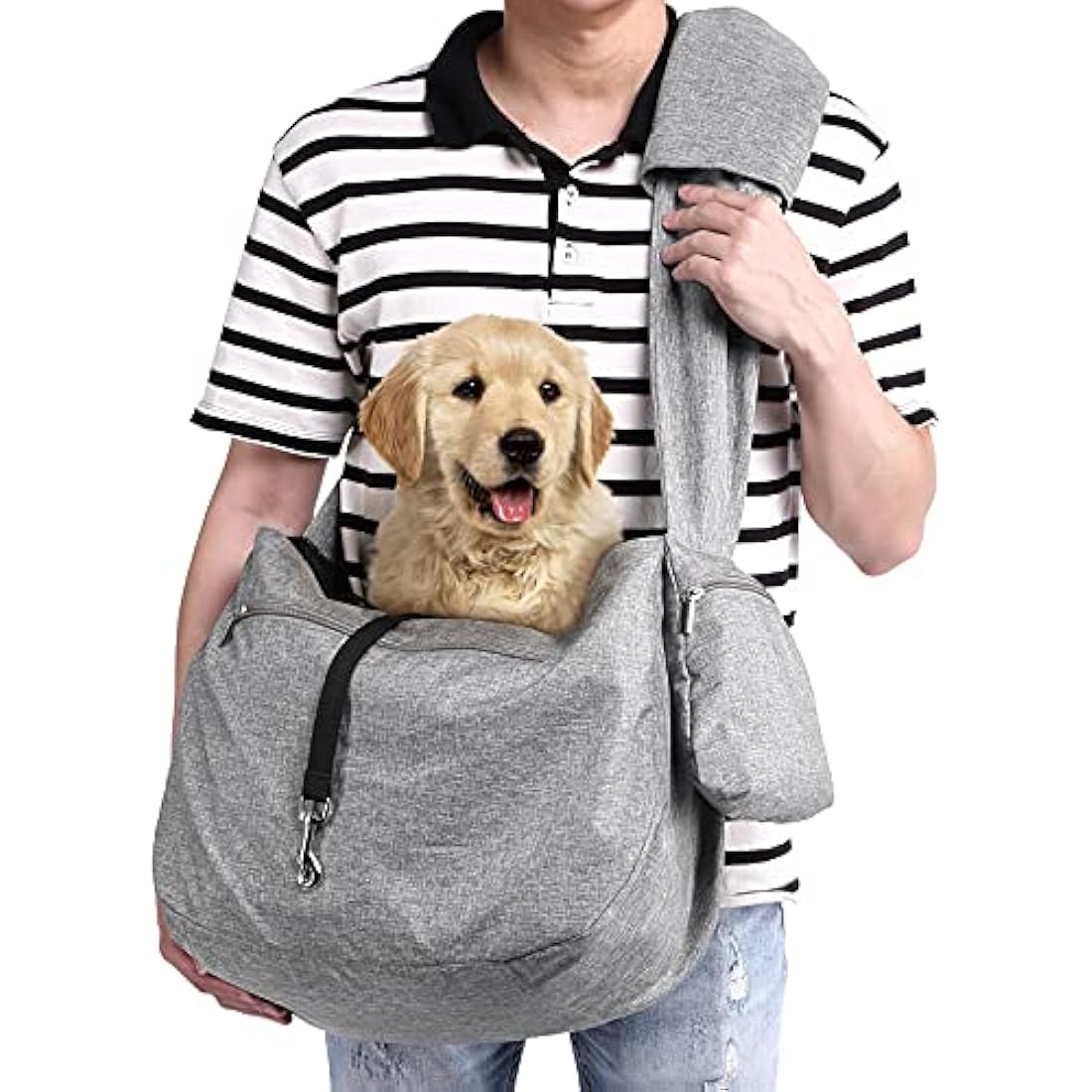 Ownpets Pet Sling Carrier, Fits 6.5 to 9kg Medium Dog/Cat Sling Carrier Reversible and Hands-Free Dog Bag with Adjustable Strap and Pocket Shoulder Pad for Outdoor Travel Hiking