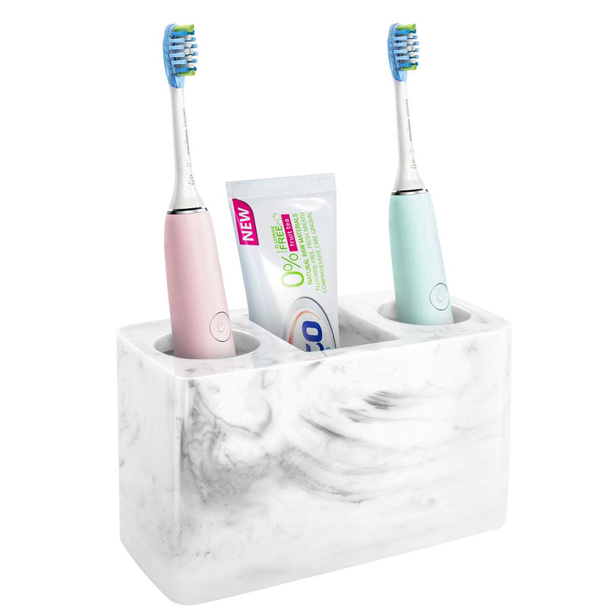 Luxspire Toothbrush Holder, 3 Slots Large Electric Toothbrush Toothpaste Stand, 16x7x9.6 cm Resin Storage for Bathroom Accessories Set Vanity Counter