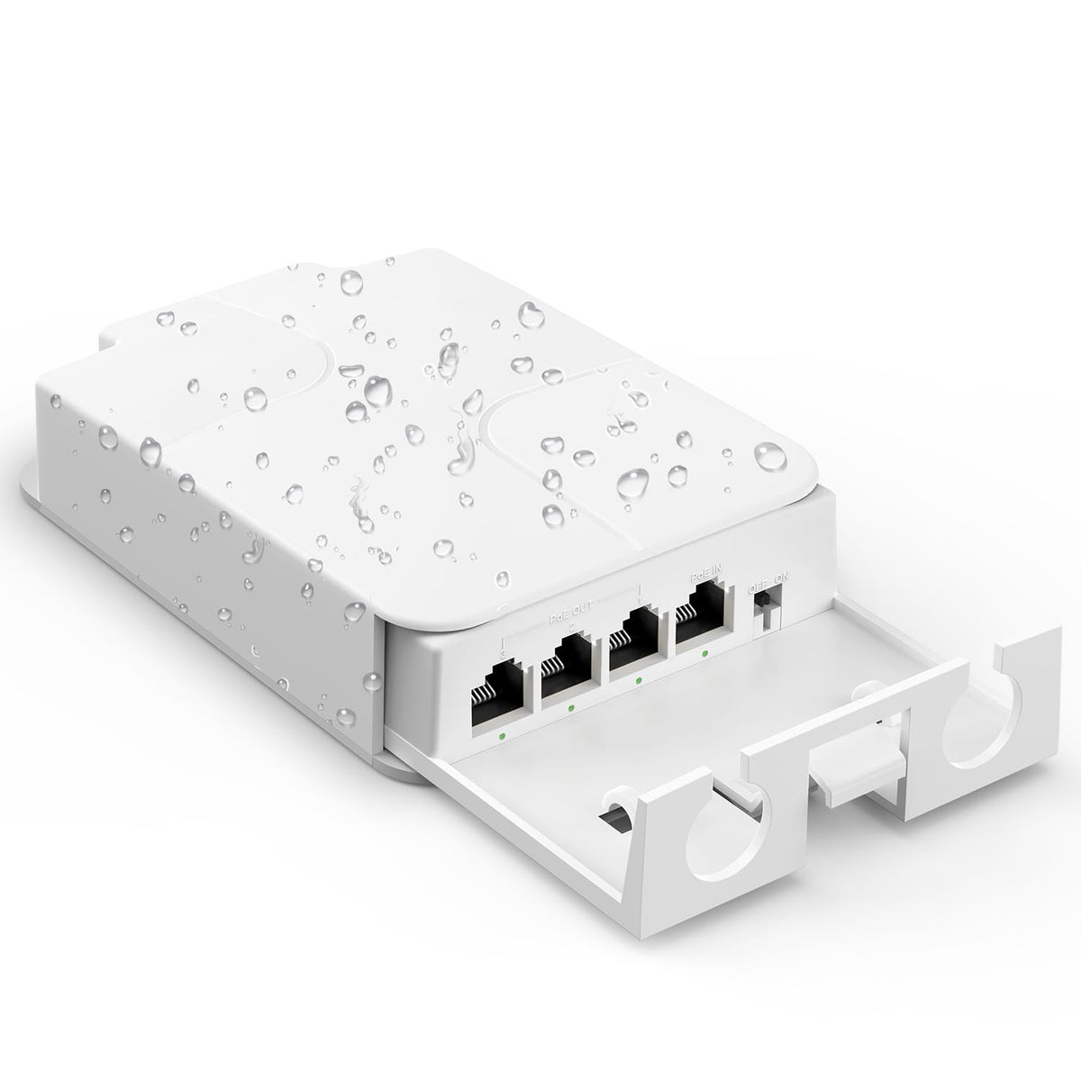 YuanLey 4 Port Outdoor PoE Extender 1 in 3 Out, IEEE 802.3af/at Mini 4 Channel PoE Repeater IP66 Waterproof, Vlan, Extend 250m(Total 350m), Wall Mount