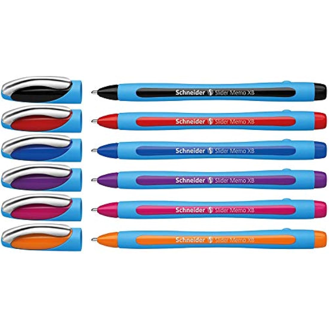 Schneider Slider Memo XB Ballpoint Pen Pack of 10 (10 + 6 (Blue + Assorted)
