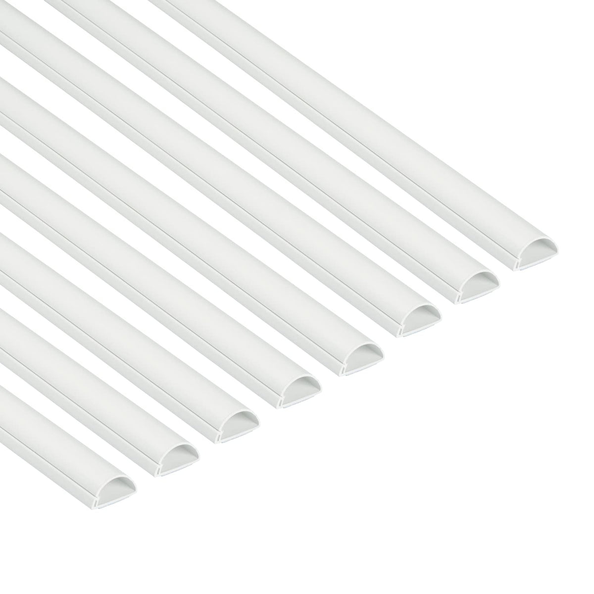 D-Line Mini Cable Trunking 8-Pack, Half Round Cable Cover, Paintable, Self-Adhesive Wire Cover, Hide TV Wires, Cable Management - 8x 30mm (W) x 15mm