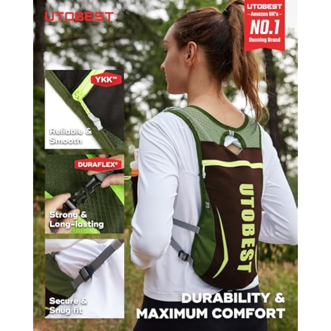 UTOBEST Running Vest Running Backpacks Lightweight Functional Hydration Pack 5L, with 1.5L Hydration Bladder