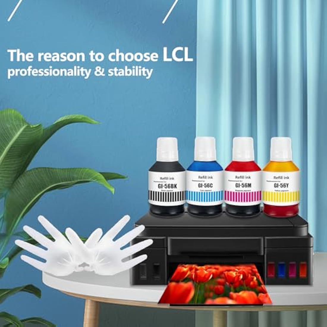LCL Compatible Ink Bottle GI-56 GI-56BK GI-56C GI-56M GI-56Y Replacement for Canon MAXIFY GX7050 GX6050 GX5050 GX4050 GX3050 Printers (4PK Black 170ml, CMY 135ml)