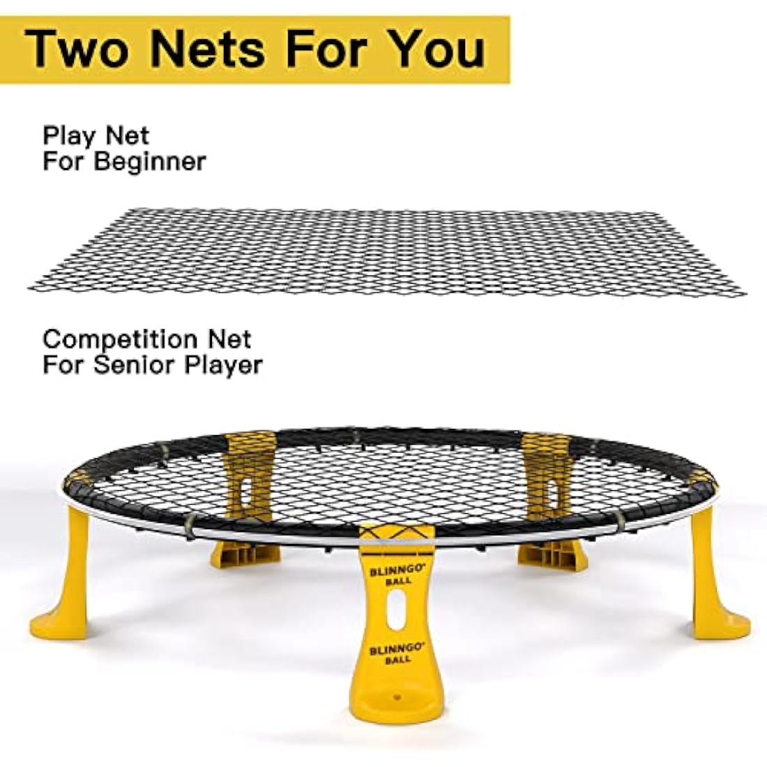 Mookis Blinngoball Outdoor Games Set Includes Playing Net, Competition Net, 3 Balls, Drawstring Bag, Ball Pump with 1 Needle, Rules and more