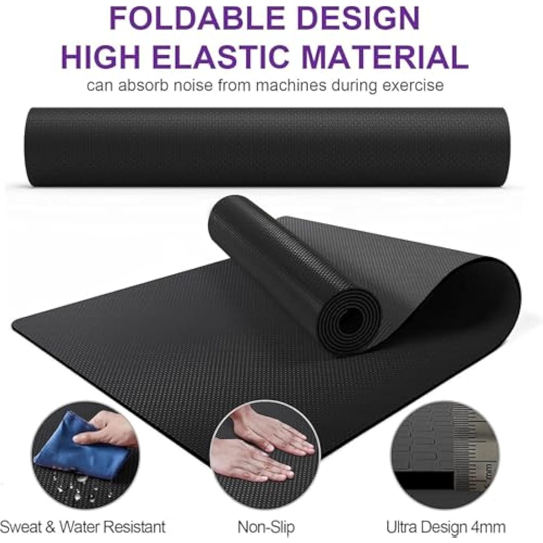 Treadmill Mat, Exercise Equipment Mat Heavy-Duty Protective Floor Mat for Under Stationary Bike, Spin Bike, Fitness Equipment