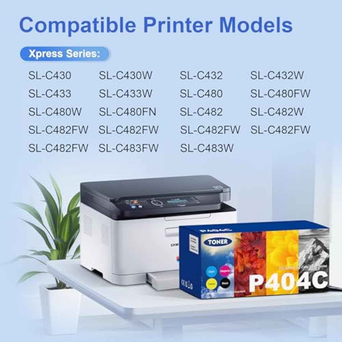 ONLYU Compatible Samsung CLT-P404C CLT P404C Toner Cartridge Replacement for Samsung C430W Toner for Samsung Xpress SL C430W C430 C480FW C480W C480 C48X C43X CLT K404S CLT-Y404S Toner(4-Pack)