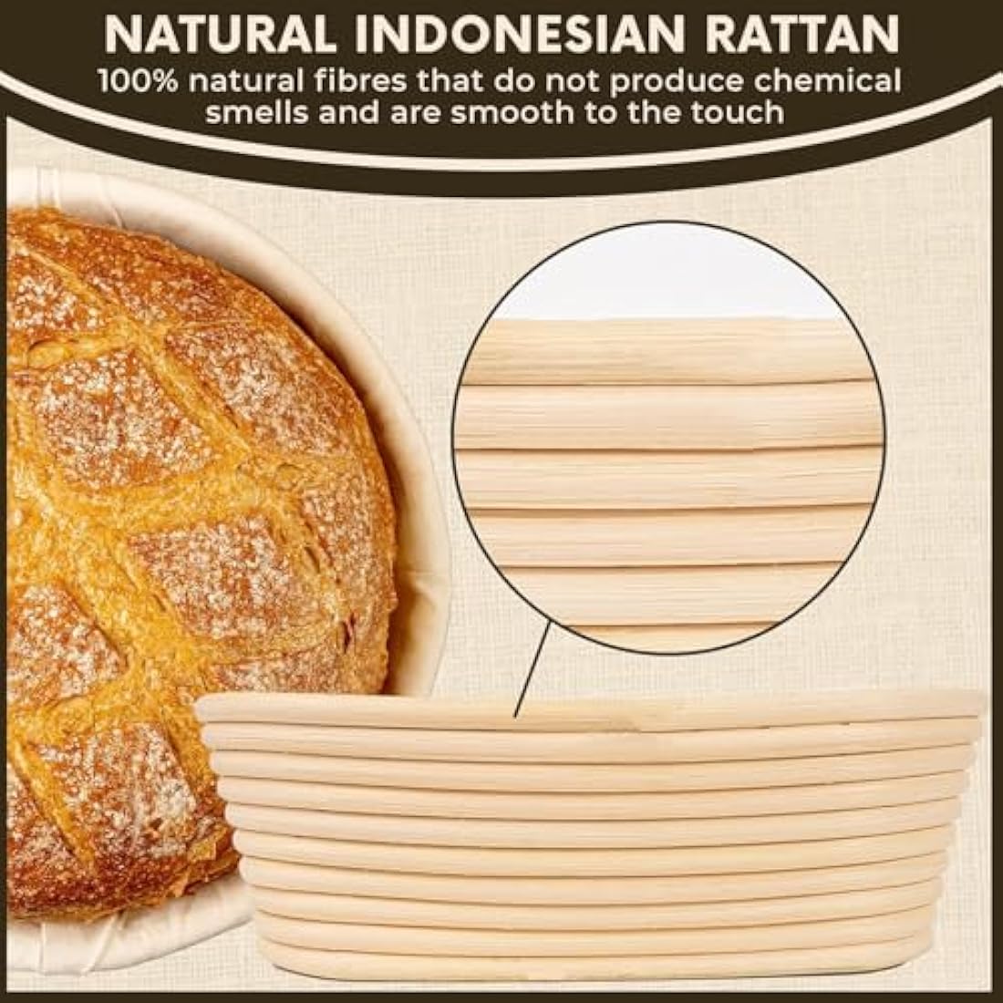 Sourdough Bread Starter Kit – 9" Round & 10" Oval Banneton Proofing Baskets with Bread Lame, Dough Scraper, Linen Liners – Artisan Baking Tools for Homemade Crusty Loaves