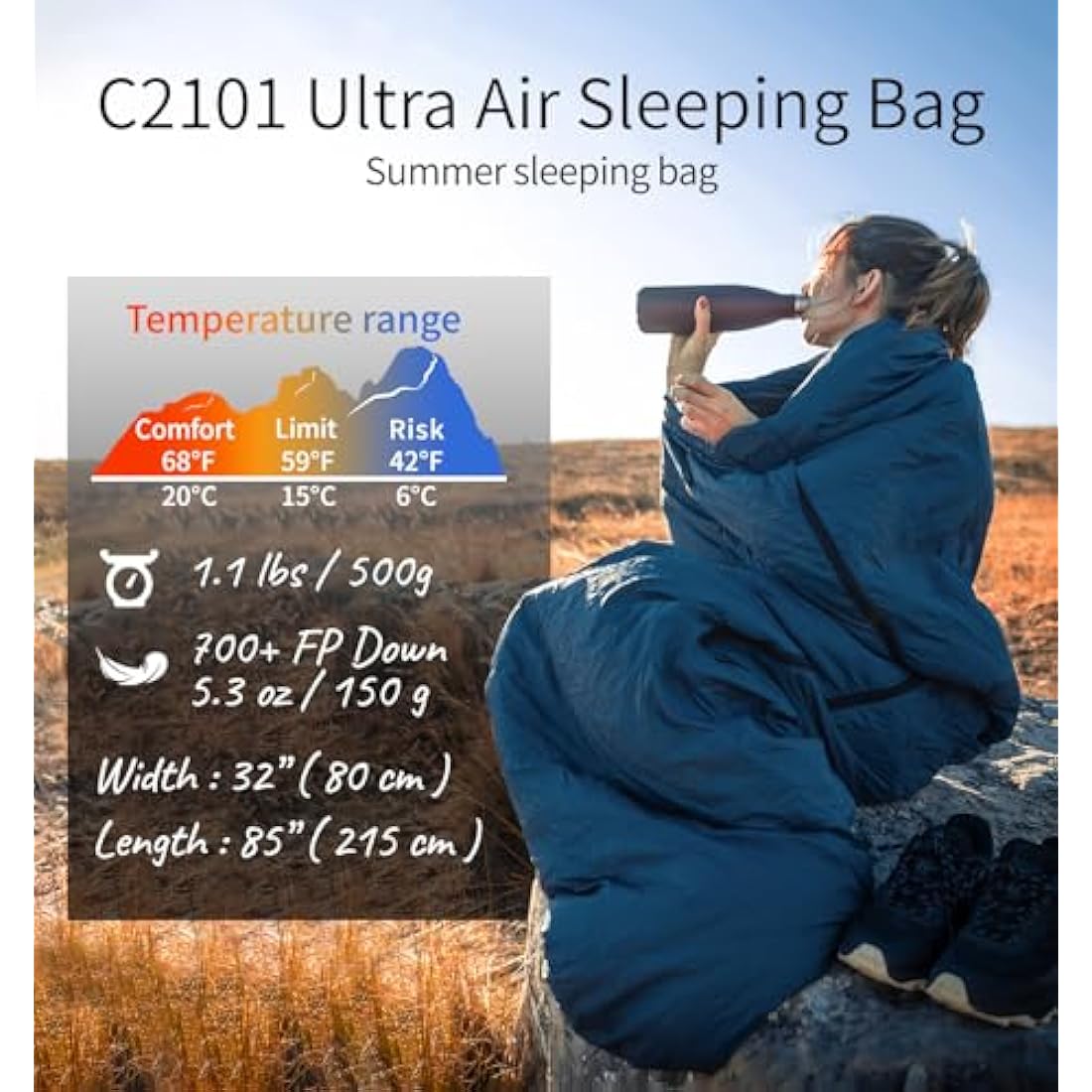 Litume Ultra Compact Sleeping Bag for Summer and 3 season 700+ Fill Power Down, Ultra-Lightweight and PortableMummy Sleeping Bag, 6-20°C/3-15°C Sleep Sack for Hiking Traveling Camping Backpacking