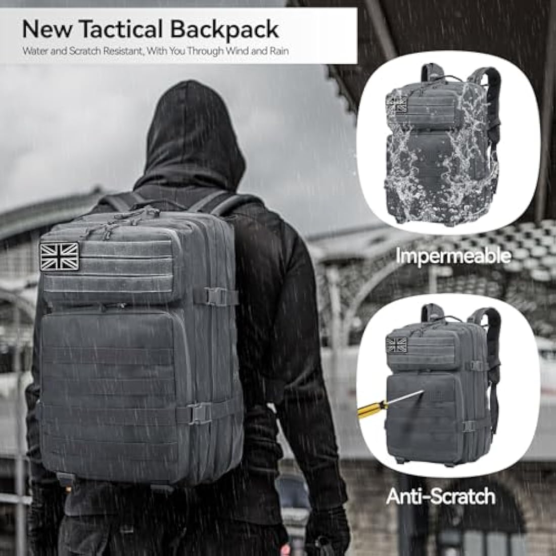 Delgeo 45L Military Tactical Backpacks Molle Army Assault Pack 3 Day Bug Out Bag Hiking Treeking Camouflage Hunting Rucksack