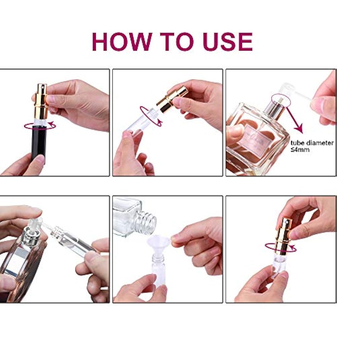 Refillable Travel Perfume Atomiser Bottles, Zingso 3 Pcs 10ml Mini Portable Spray Bottles Refillable Perfume Aftershave Atomiser Empty Travel Bottles with Funnel (10ml (Black+Silver+Blue))