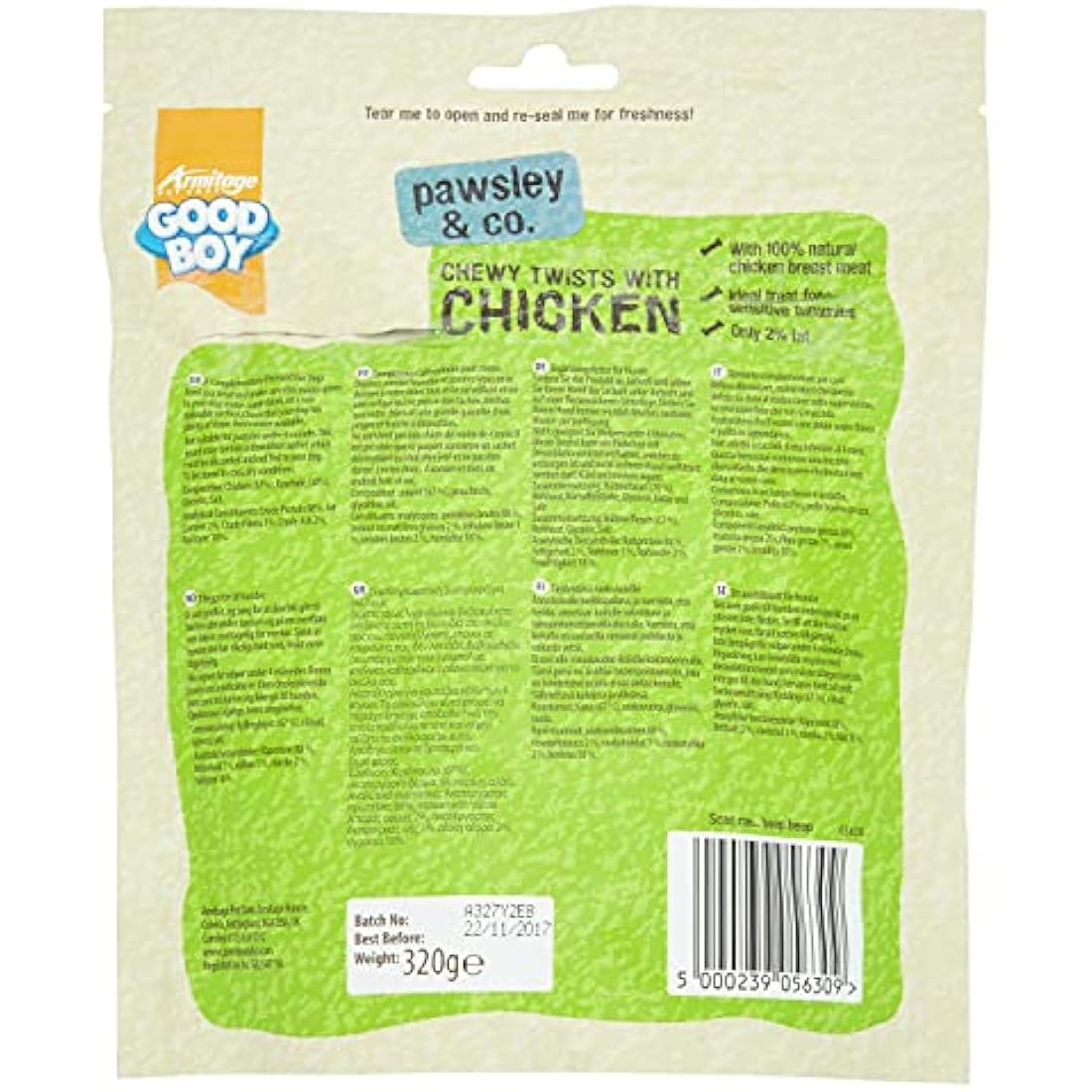 Good Boy - Chewy Twists With Chicken - Dog Treats - Made With 100% Natural Chicken Breast Meat - 320 Grams - Gluten Free Dog Treats (Case of 3)