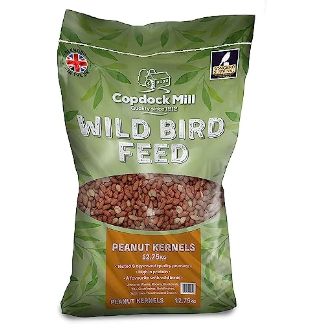Copdock Mill Peanuts for Wild Birds - Peanut Kernels Bird Feed 12.75kg - High In Energy, Protein Rich Wild Bird Peanuts - Bird Seeds for Small Garden Birds
