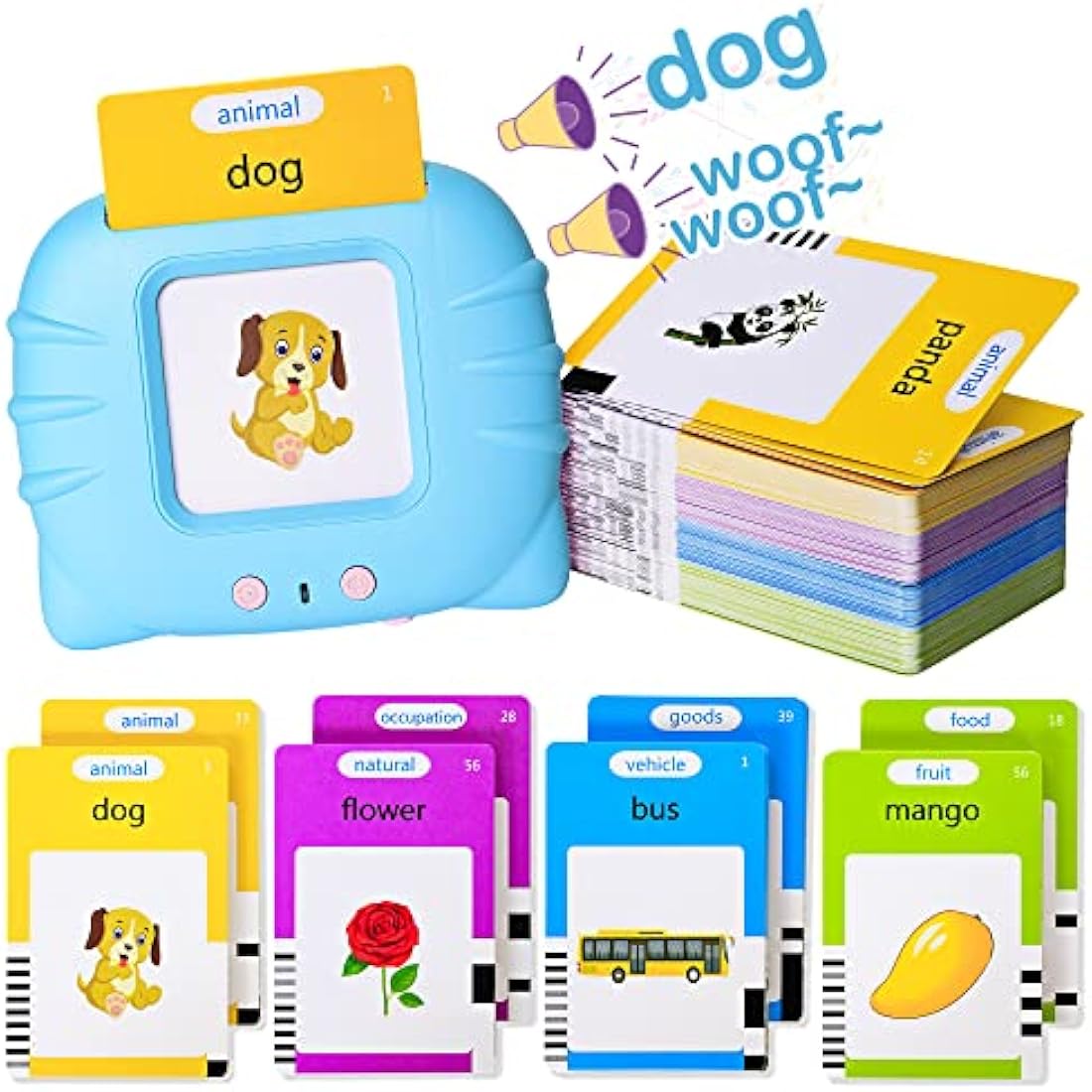 Talking Flash Cards Early Educational Toys for 3 4 5 6 Year Old Baby Boys Girls, Preschool Learning Reading Machine with 224 Words, Montessori Interactive Gift for Kids Toddlers