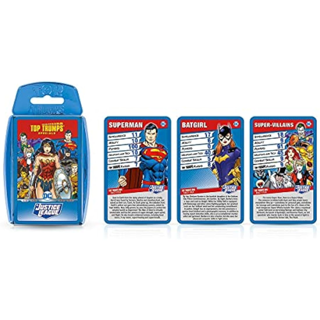 Top Trumps Justice League Specials Card Game, play with Superheroes and Villains including Batman, Superman, Wonder Woman, Joker, Poison Ivy and Catwoman, gift and toy for boys and girls aged 6 plus