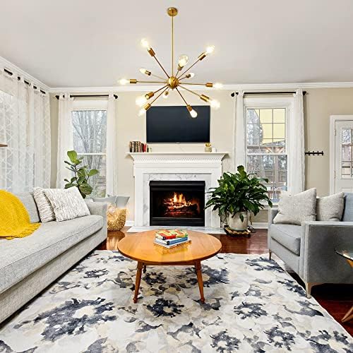 LynPon Sputnik Chandelier Gold Modern Brass Pendant Ceiling Light 12 Lights Industrial Lighting Fitting for Kitchen Dining Living Room Bedroom