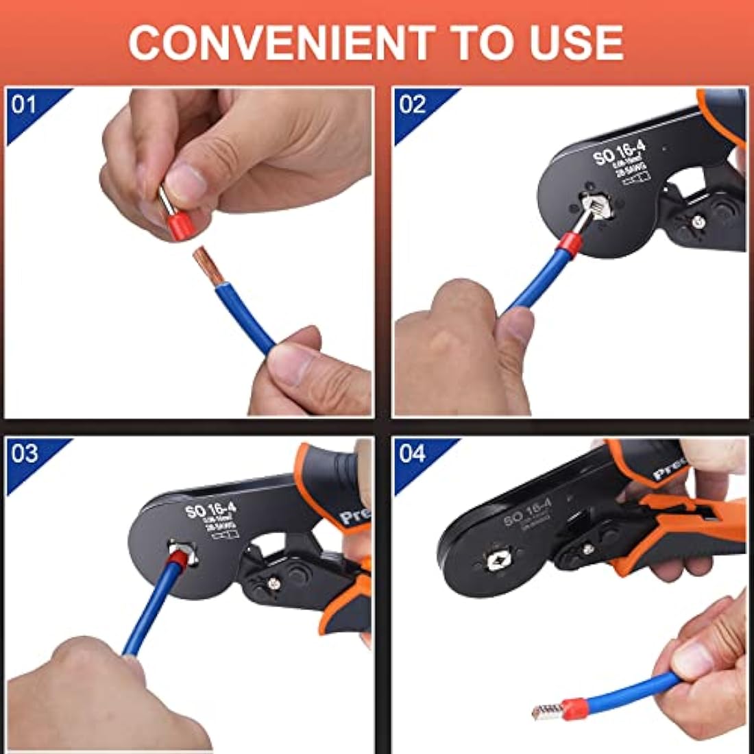 Bootlace Ferrule Crimping Tool, Preciva 0.08-16mm²/AWG 28-5 Ferrule Crimper-Tool with 1200pcs Ferrules, Self-Adjsutable Ratchet Wire Crimping-Tool,Wire Terminal Device Set