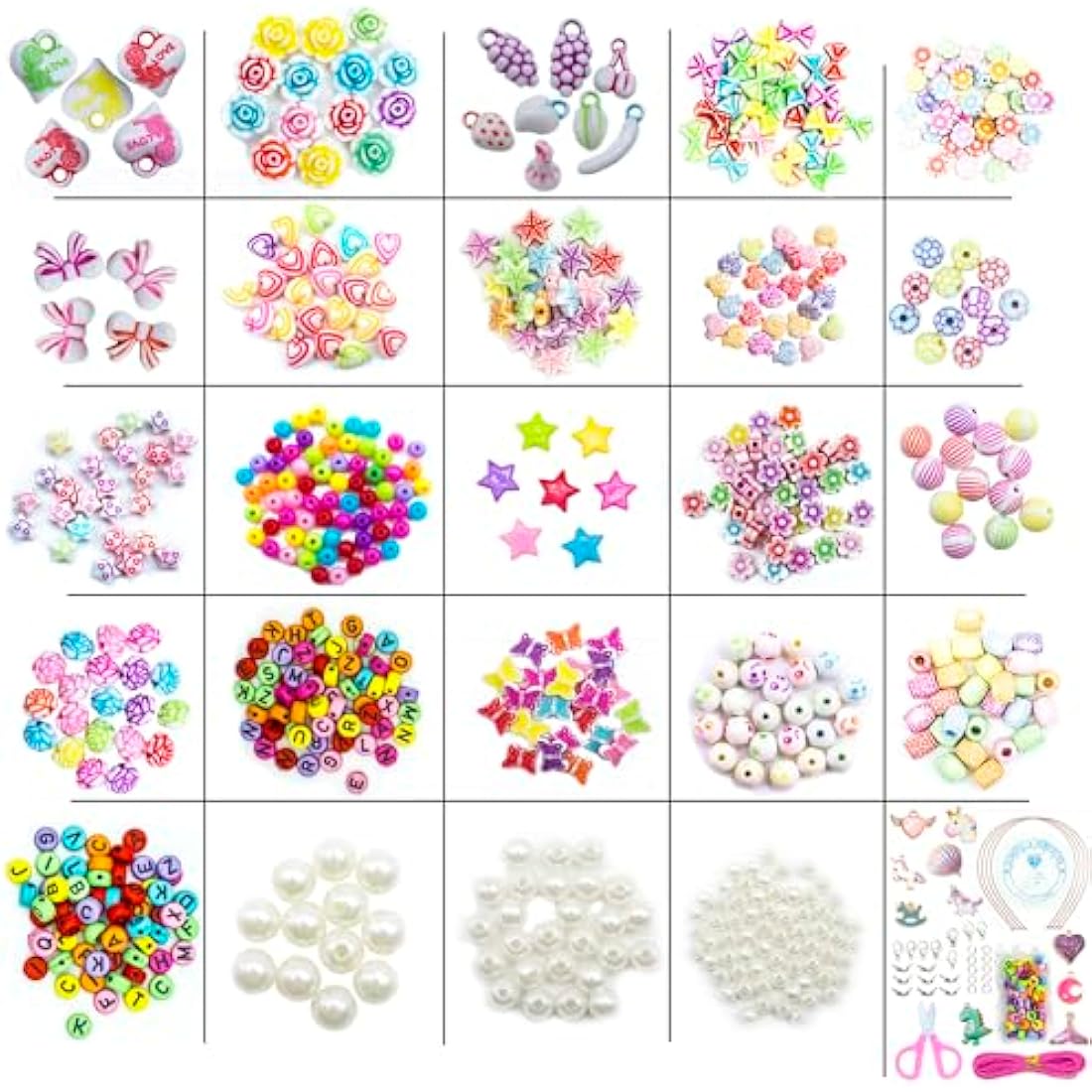 WONDERFORU Children DIY Beads for Jewellery Bracelet Necklaces String Making Kit, Friendship Bracelets Art Craft Kit for Girls Kids, 24 Colors