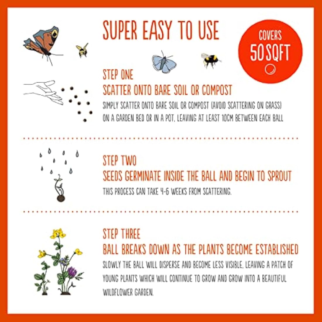 SEEDBALL Poppy Seed Bombs – 100 Seed Balls Per Pack | Bursting with Beautiful Red Poppy Flowers | Clay Protected Seed Bomb for Bees, Butterflies, Birds & Other Garden Wildlife